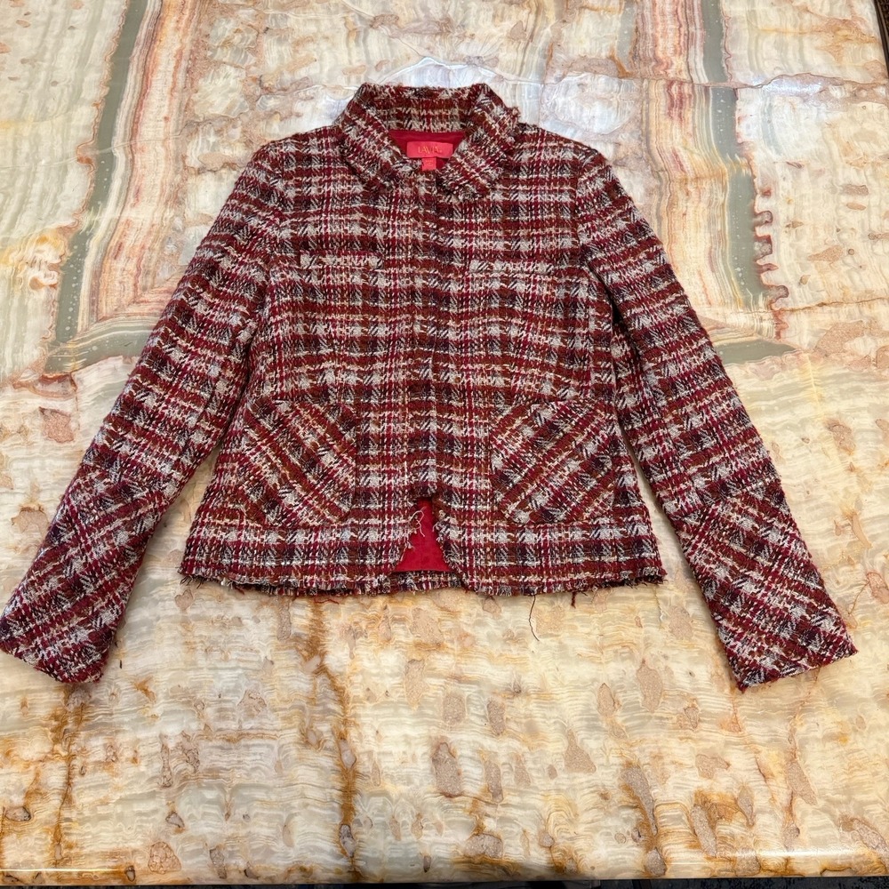 Lavia 18 Womens Tweed Plaid Blazer Jacket Multicolor Collared Lined Size‎ 42